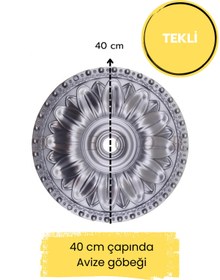 Resim DİECOR Dekoratif Polimer Gümüş 40 cm Avize Göbeği 