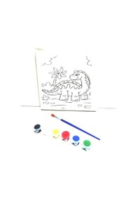 Resim Hayal Sepeti Dinazor Resimli Tuval 20 x 20 CM 6lı Boya ve Fırça 