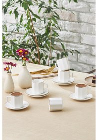 Resim Emsan Vezir 6 Kişilik Kahve Fincan Takımı 80 Ml Beyaz 