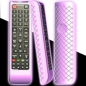 Resim Packzprint Samsung Smart TV Remote için Uzaktan Kılıf Kapak | BN59 Serisi Yuvarlak Kontrol Evrensel Silikon Pil Kapağı Kol Koyu Mor Glow ile 