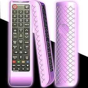Resim Packzprint Samsung Smart TV Remote için Uzaktan Kılıf Kapak | BN59 Serisi Yuvarlak Kontrol Evrensel Silikon Pil Kapağı Kol Koyu Mor Glow ile 