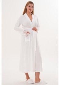 Resim Mecit Pijama Mecit 6331 Ekru Sabahlıklı Lohusa Gecelik Takım 