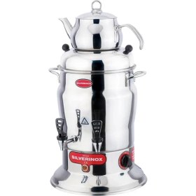 Resim Işıkgaz Silverinox 7 Litre Çift Demlik Çay Semaveri Otomatı Makinesi SLVR-2200 