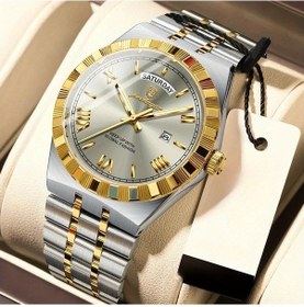 Resim Fochsia Altın Gri 6 Poedagar Light Lüks Erkek Kol Saati Tarih Su Geçirmez İş Ofis Diğer 