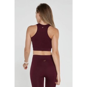 Resim Jerf Palmi Kendinden Desenli Yuvarlak Yaka Kaplı Bra Bordo 