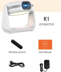 Resim TECHNOMEN Taşınabilir Sinema Projektörü 4K Şarjlı Bluetooth Android Akıllı Hoparlörlü Işıklı Gerçek 4K 
