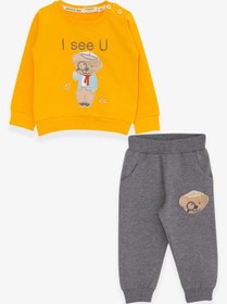 Resim Breeze Erkek Bebek Eşofman Takımı Araştırmacı Ayıcık Nakışlı 6 Ay-2 Yaş, Sarı 