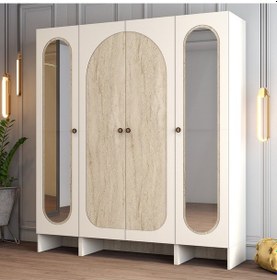 Resim Münih 4 Kapaklı 313 - Gardrop - Krem / Traverten Krem / Traverten 