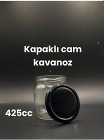 Resim 425cc Kapaklı Cam Kavanoz Şeffaf 