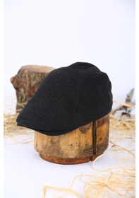 Resim Kışlık Kaşe Şapka Yün Düz Renk Spor London Kasket -siyah Siyah 