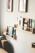 Resim Moola Montessori Çocuk Odası Eğitici Kitaplık Raf, Ahşap Duvar Rafı - 2 Adet - 45 Cm 