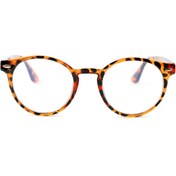 Resim Angel Eyes Leopar Desenli Yuvarlak Mavi Işık Korumalı Bilgisayar ve Kitap Okuma Gözlüğü – UV400 Koruma 