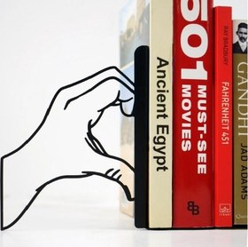 Resim El ile Kalp Temalı Metal Kitap Tutucu & Bookend - Siyah 