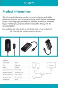 Resim Go-Des Go Des Gd-8275 Lightning Hdmı 2k Dönüştürücü Adaptör Lightning Av Kablo 