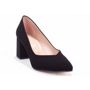 Resim DZA07-2991154 Siyah Süet Stiletto Topuklu Kadın Ayakkabı 
