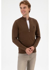 Resim U.S. Polo Assn. Erkek Slim Fit Kahverengi Triko Hırka 50313684-VR029 