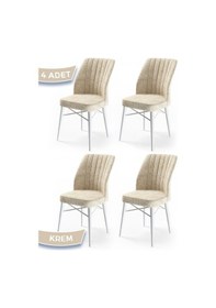 Resim Canisa Concept Flex Serisi Krem Sandalye Beyaz Gürgen Ayaklı 1.sınıf 4 Adet Sandalye Krem 
