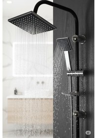 Resim 0590-12 Robot Duş Takımı El Ve Tepe Başlıklı Duş Seti Siyah Beyaz Krom Gold Renkler Siyah - Krom 