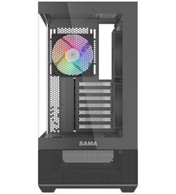 Resim Sama V40bk Black, B750bk 750w, 80+ Bronze, Pcıe 5.1, Atx3.1, Tempered Glass Panel, Panoramic Tasarım, Type-c, 6x120mm Argb Fan, Atx, Gamıng Kasa 