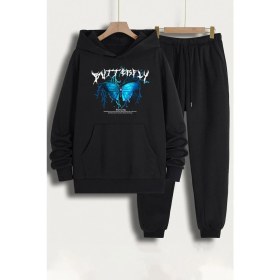 Resim Trendypassion Unisex Blue Butterfly Baskılı Eşofman Takımı 