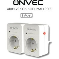 Resim Onvec Akım ve Şok Korumalı Priz 720 Joule 2 Adet Mat Beyaz Renk ile Güvenli Kullanım 