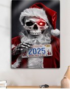 Resim Happy New Year, Mutlu Yıllar Kurukafa Noel - Metal Tablo 
