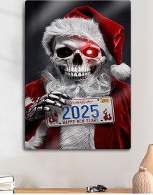 Resim Happy New Year, Mutlu Yıllar Kurukafa Noel - Metal Tablo 