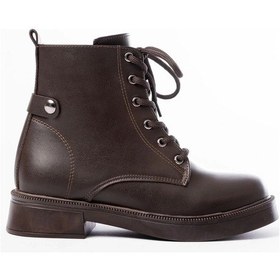 Resim 02-2003 Kahve Cilt Bağcıklı Fermuarlı Günlük Kadın Bot Çok Renkli 