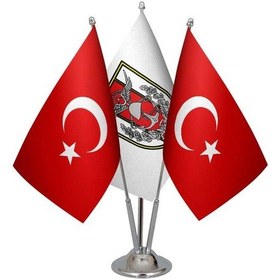 Resim Masa Üstü Türk Silahlı Kuvvetleri Bayrağı Türk Bayrağı Üçlü Krom 