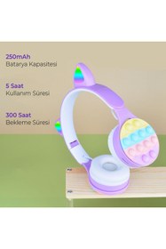 Resim Techno Guru Rgb LED Işıklı Kedi Kulağı Katlanabilir Kulak Üstü B30 Bluetooth Kulaklık 