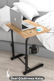 Resim Depolife Yükseklik Ayarlı Laptop Sehpası Kahvaltı Ders Çalışma Bilgisayar Ofis Yemek Çocuk Masası Metal Ayak 