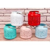 Resim Dekoratif Metal Mumluk Çiçek Desenli Beyaz 