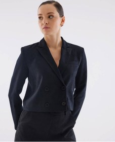 Resim Süet Siyah Kruvaze Crop Ceket 001 