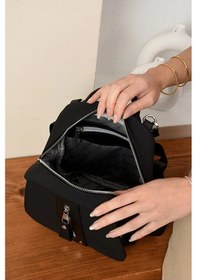 Resim Just Polo Kadın Orta Boy Ayarlanabilir Askılı Şık Lakost Sırt Çantası Shopper Siyah 