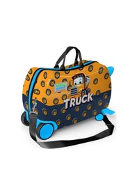 Resim Coral High Kids Kamyon Desenli Otur-çek Çocuk Valizi 16371 Sarı - Lacivert 