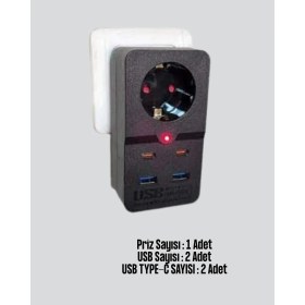 Resim Epilons Akıllı Akım Dengelemeli Priz 2500w 4 Usb Type C Çıkışlı 