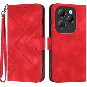 Resim Infinix Hot 40 İçin Kart Yuvalı Stand Pu Deri Mıknatıslı Kapak Çevirme Cüzdan 
