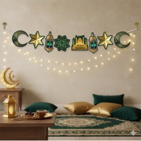 Resim DODOMAR 160 cm Dekoratif Banner Hoşgeldin Ramazan Yeşil Gold - Ramazan Asma Süsü 