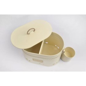 Resim Evistro Büyük Boy 2 Bölmeli Lüx Metal Patates-Soğan-Sarımsak Kovası Krem 