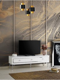 Resim mapahomeliving 150 Cm Klas Metal Ayak Mdf Mebran Kapak Tv Sehpası 