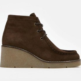 Resim Marry Kahve Süet Hakiki Deri Dolgu Topuk Bot Kahve Süet 