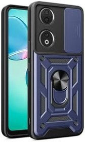 Resim Honor 90 Kılıf Magnetik Standlı Kamera Korumalı Sürgülü Vega Kapak Mavi 