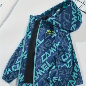 Resim Erkek Genç Kapüşonlu Rüzgarlık Ceket - Bol Kesim, Fermuarlı, Uzun Kollu, Polyester, Bahar ve Sonbahar için Rahat Stil, Parka Ceket|Kapüşonlu Ceket|Zipup Ceket 