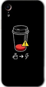 Resim MRCİLETİSİMmrc-199852 Coffee Battery Kılıf Baskılı Kapak Tam Kaplayan Mat Seramik iPhone XR ile uyumlu 