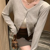 Resim Düğmeli Kadınlar İçin Şık Düğmeli Üst, Tüm Mevsimler İçin Giyilebilir, Şık Düğmeli Üst|Zarif Hırka|Uzun Kollu Üst 