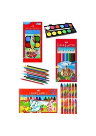 Resim Öğrenci Boyama Seti 3 Lü Faber 12 Renk Sulu Boya Kuru Boya Pastel Boya 12 Li Boya Set Faber Castell Okul Sınıf 
