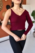 Resim Elbee Fashion Woman Tek Kollu Askılı Triko Bluz 