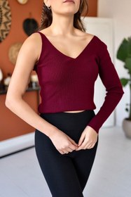 Resim Elbee Fashion Woman Tek Kollu Askılı Triko Bluz 