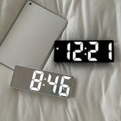Resim Akıllı LED Saat, Ses Kontrol Konsolu Saati, Yatak Başucu Sessiz Dijital Alarm Saati, Masaüstü Elektronik Dijital Saat, Masa Alarm Saati Uyanma Alarmı 