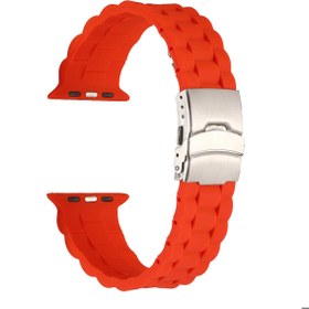 Resim Apple Watch 42mm Uyumlu KRD-72 Silikon Kordon Turuncu 